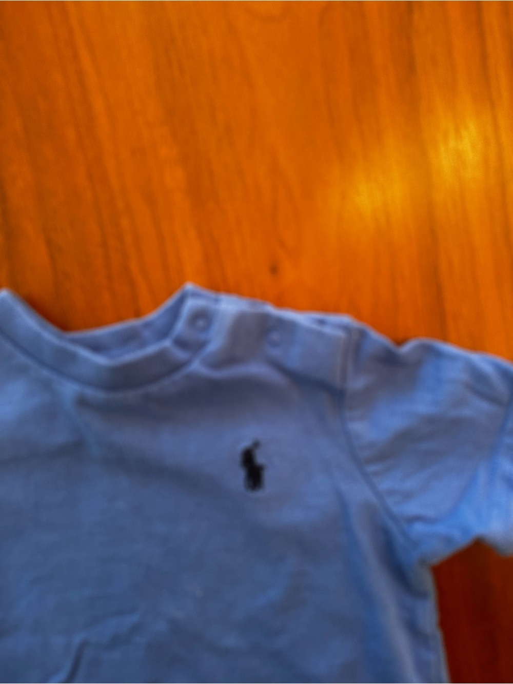 Ralph Lauren Baby Blue Polo Logo Short Sleeve Tee snaps at shoulder size 3M - Picture 2 of 3